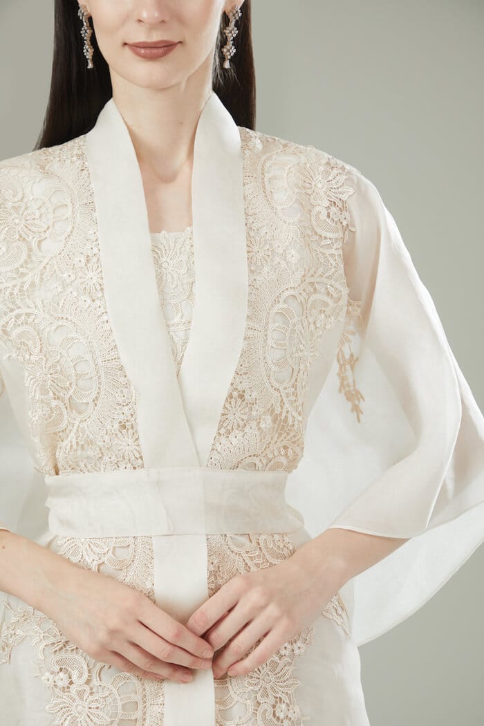 Ivory Organza Cape Top by Ritika Arya Jain