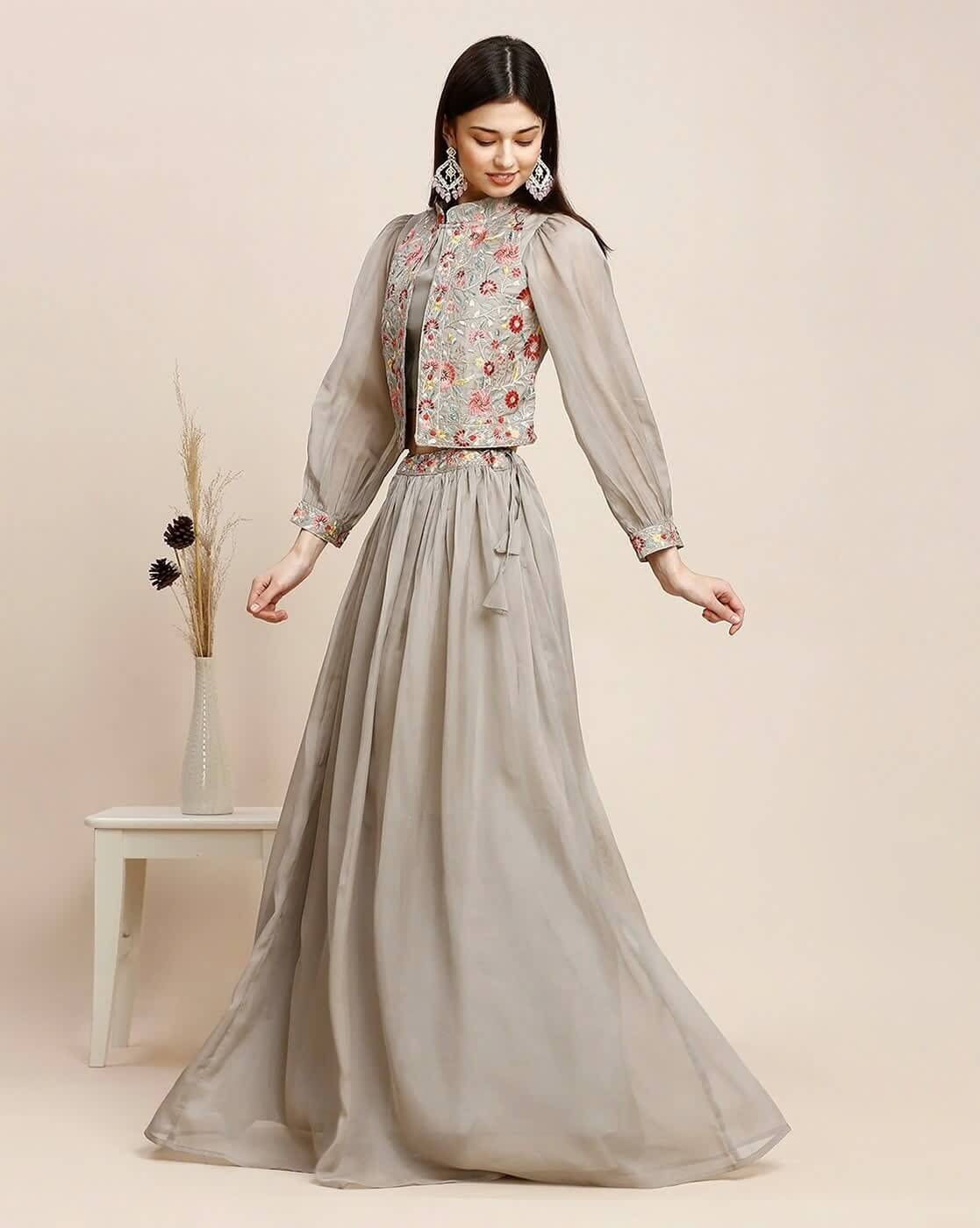 Embroidered Flared Lehenga Choli Set by Madhuram Textiles