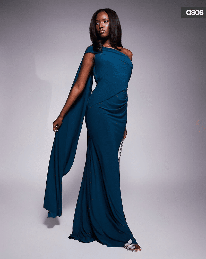 One Shoulder Drape Detail Maxi Dress by Asos Design